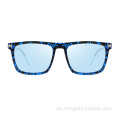 Neue Mode Frauen quadratische polarisierte blaue klare schwarze Acetat Metallrahmen polarisierte Sonnenbrille